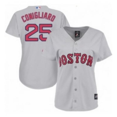 Womens Majestic Boston Red Sox 25 Tony Conigliaro Replica Grey Road MLB Jersey