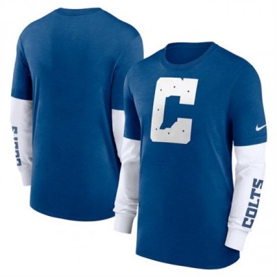 Men Indianapolis Colts Heather Blue Slub Fashion Long Sleeve T Shirt