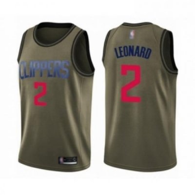 Mens Los Angeles Clippers 2 Kawhi Leonard Swingman Green Salute to Service Basketball Jersey