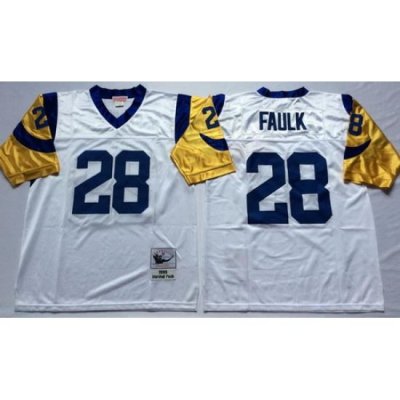 Mitchell And Ness Rams #28 marshall faulk white Throwback Stitched NFL Jersey