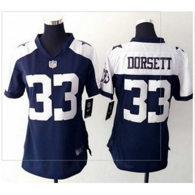 Women Nike CoWboys #33 Tony Dorsett Navy Blue Thanksgiving ThroWback Stitched NFL Elite Jersey