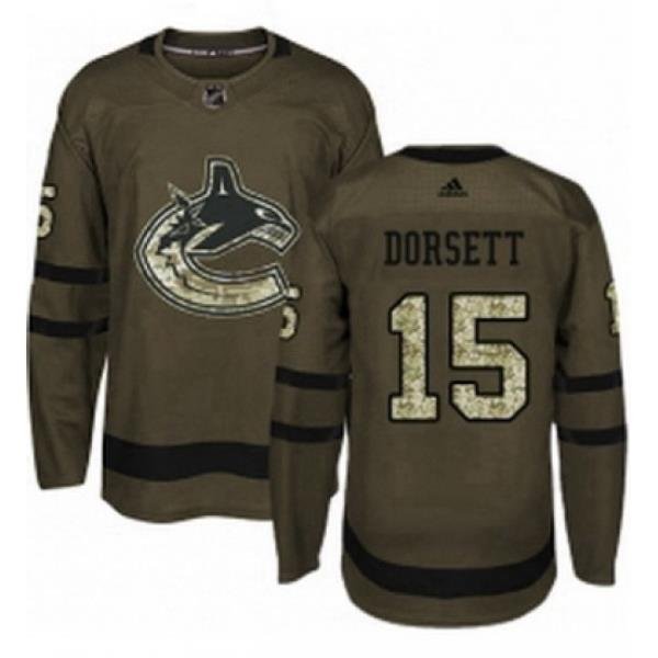 Mens Adidas Vancouver Canucks 15 Derek Dorsett Authentic Green Salute to Service NHL Jersey