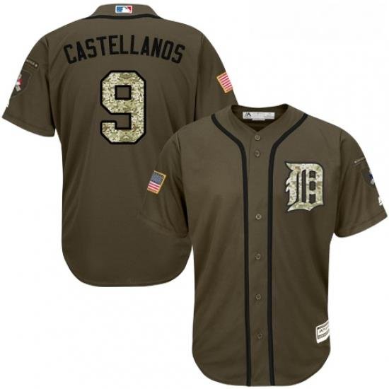 Youth Majestic Detroit Tigers 9 Nick Castellanos Replica Green Salute to Service MLB Jersey