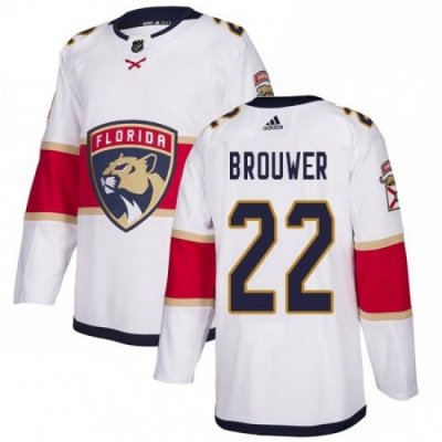 Mens Adidas Florida Panthers 22 Troy Brouwer Authentic White Away NHL Jersey