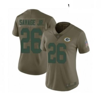 Womens Green Bay Packers 26 Darnell Savage Jr Limited Olive 2017 Salute to Service Football Jersey