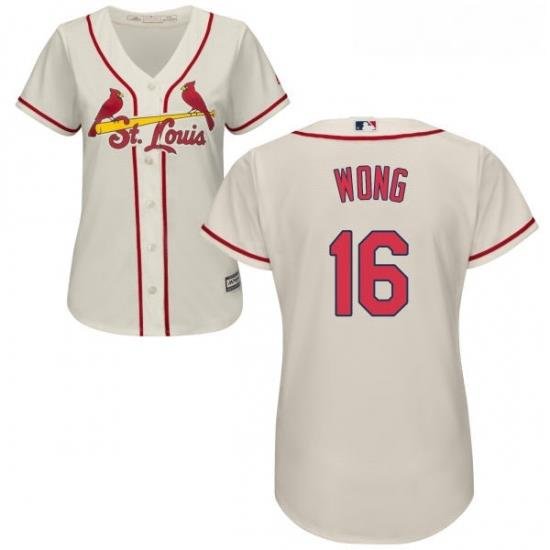 Womens Majestic St Louis Cardinals 16 Kolten Wong Authentic Cream Alternate Cool Base MLB Jersey