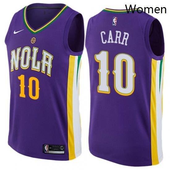 Womens Nike New Orleans Pelicans 10 Tony Carr Swingman Purple NBA Jersey City Edition