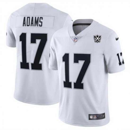 Men Las Vegas Raiders 17 Davante Adams White 2024 65th Anniversary Patch Vapor Stitched Football Jersey