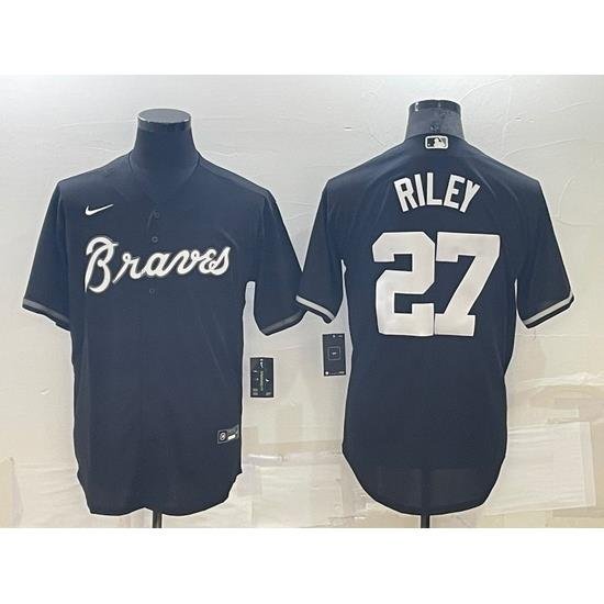 Men Atlanta Braves 27 Austin Riley Black Cool Base Stitched Baseball Jersey