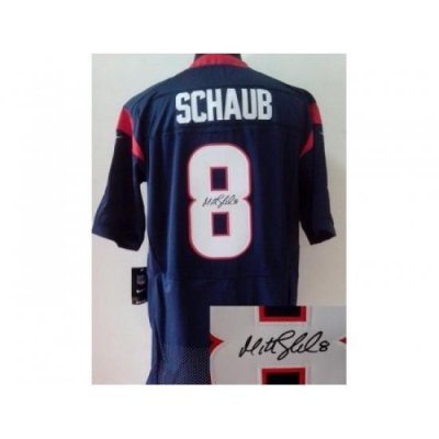 Nike Houston Texans 8 Matt Schaub Blue Signed Elite NFL Jersey