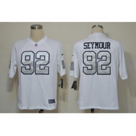 Nike Oakland Raiders 92 Richard Seymour White Game Silver number NFL Jersey