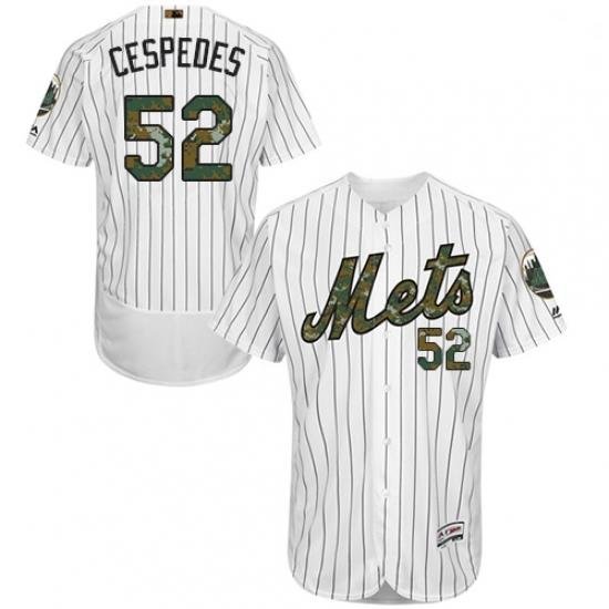 Mens Majestic New York Mets 52 Yoenis Cespedes Authentic White 2016 Memorial Day Fashion Flex Base MLB Jersey