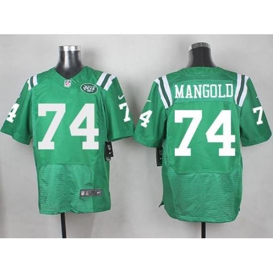 Nike Jets 74 Nick Mangold Green Mens Stitched NFL Elite Rush Jersey