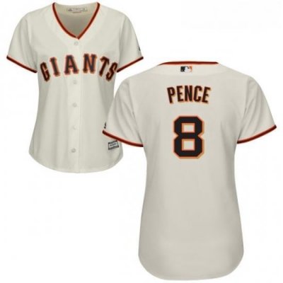 Womens Majestic San Francisco Giants 8 Hunter Pence Authentic Cream Home Cool Base MLB Jersey