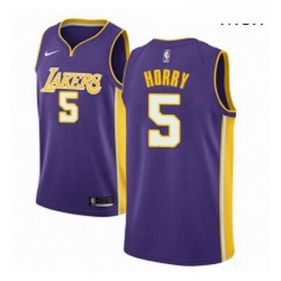 Mens Nike Los Angeles Lakers 5 Robert Horry Swingman Purple NBA Jersey Statement Edition