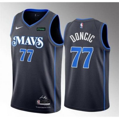 Men Dallas Mavericks 77 Luka Doncic Black 2023 24 City Edition Stitched Basketball Jersey