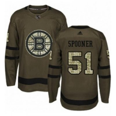 Youth Adidas Boston Bruins 51 Ryan Spooner Authentic Green Salute to Service NHL Jersey