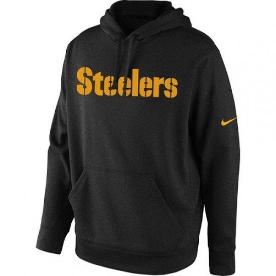 NFL Mens Pittsburgh Steelers Nike Black KO Wordmark Performance Hoodie