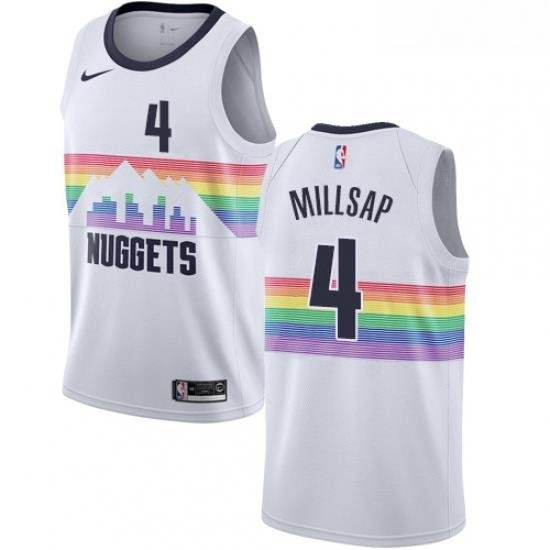 Womens Nike Denver Nuggets 4 Paul Millsap Swingman White NBA Jersey City Edition