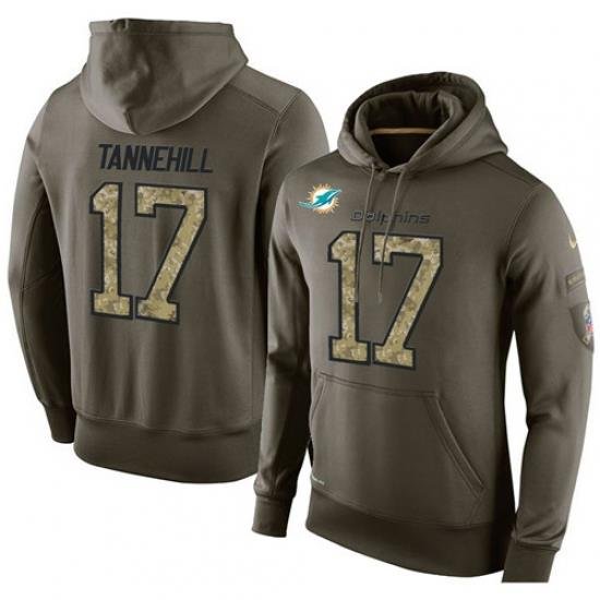 NFL Nike Miami Dolphins 17 Ryan Tannehill Green Salute To Service Mens Pullover Hoodie