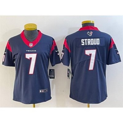 Women Houston Texans 7 C J  Stroud Navy Vapor Untouchable Limited Stitched Jersey  28Run Small 29