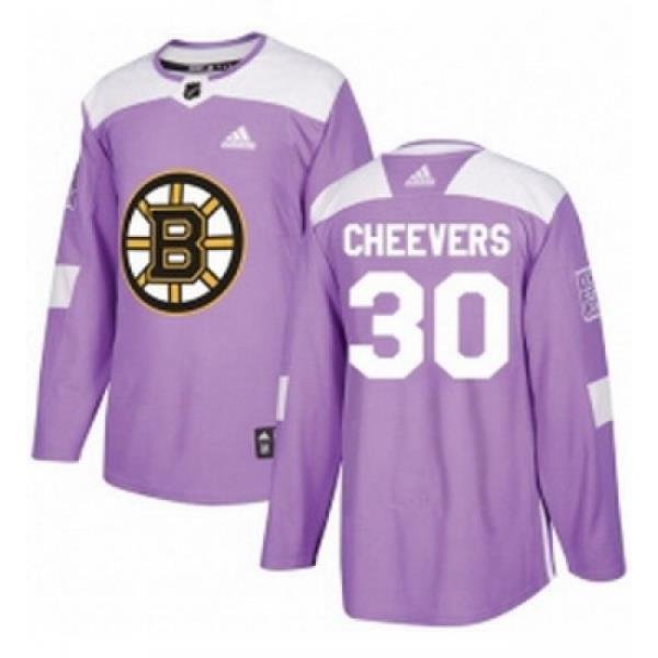 Youth Adidas Boston Bruins 30 Gerry Cheevers Authentic Purple Fights Cancer Practice NHL Jersey