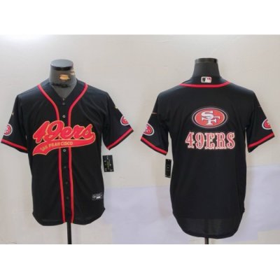 Men San Francisco 49ers Team Big Logo Black With Patch Cool Base Stitched Baseball Jersey 1