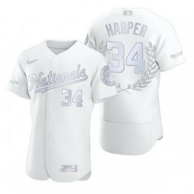 Nationals 34 Bryce Harper White Nike Flexbase Fashion Jersey