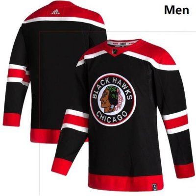 Men Chicago Blackhawks Blank Black 2020 21 Reverse Retro Adidas Jersey