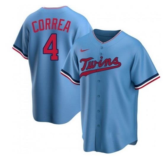 Men Minnesota Twins 4 Carlos Correa Blue Cool Base Stitched jersey