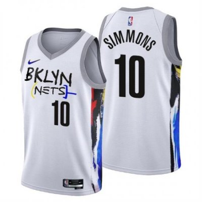 Men's Brooklyn Nets #10 Ben Simmons 2022-23 White City Edition Stitched Basketball Jersey