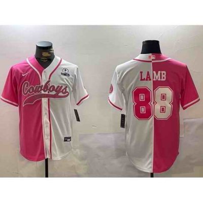 Men Dallas Cowboys 88 CeeDee Lamb 2024 Arctic white red Stitched Baseball Jersey 3