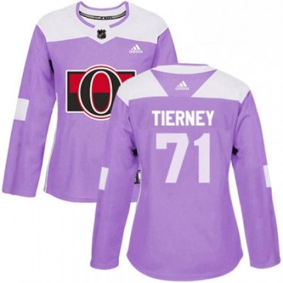 Womens Adidas Ottawa Senators 71 Chris Tierney Authentic Purple Fights Cancer Practice NHL Jersey