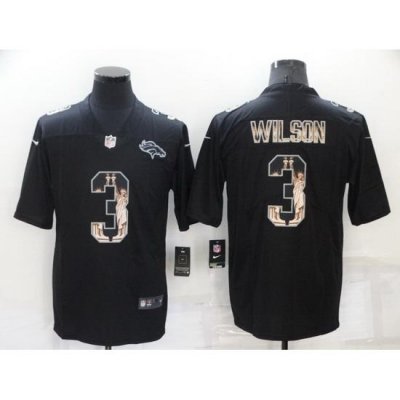 Men Denver Broncos 3 Russell Wilson Black Statue Of Liberty Limited Stitched jersey