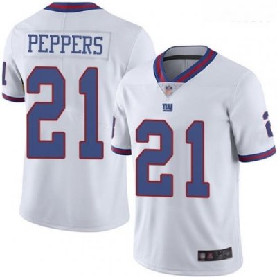 Giants 21 Jabrill Peppers White Men Stitched Football Limited Rush Jersey