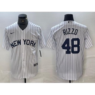 Men NeW York Yankees 48 Anthony Rizzo White Cool Base Stitched Baseball Jersey