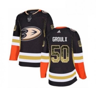 Mens Adidas Anaheim Ducks 50 Benoit Olivier Groulx Authentic Black Drift Fashion NHL Jersey