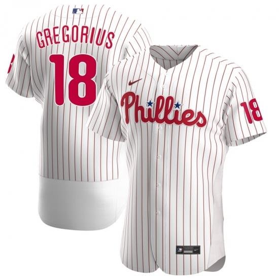 Men Philadelphia Phillies 18 Didi Gregorius Men Nike White Alternate 2020 Flex Base Player MLB Jersey