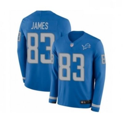 Youth Detroit Lions 83 Jesse James Limited Blue Therma Long Sleeve Football Jersey