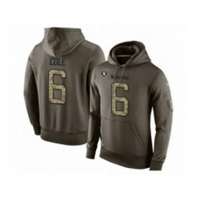 Football Mens Oakland Raiders 6 AJ Cole Green Salute To Service Pullover Hoodie