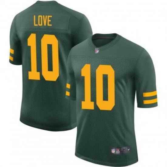 Men Green Bay Packers 10 Jordan Love Green Vapor Limited Throwback Stitched Football Jersey