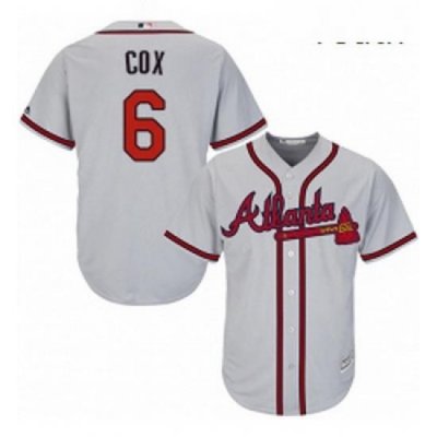 Youth Majestic Atlanta Braves 6 Bobby Cox Replica Grey Road Cool Base MLB Jersey