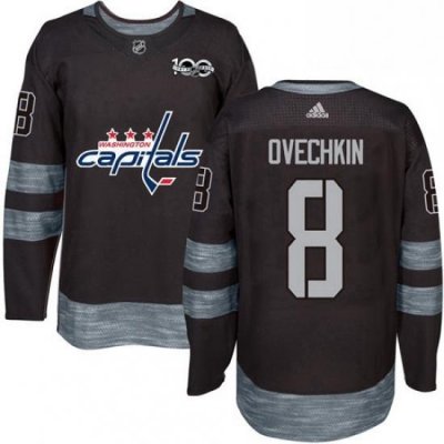 Mens Adidas Washington Capitals 8 Alex Ovechkin Authentic Black 1917 2017 100th Anniversary NHL Jersey