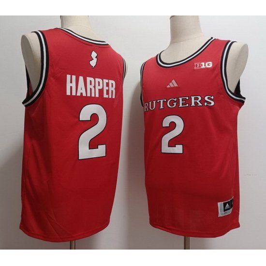 Men Rutgers Scarlet Knights #2 Dylan Harper Red Stitched Basketball Jersey