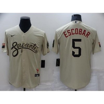 Men MilWaukee BreWers 5 Eduardo Escobar Cream Cool Base Stitched jersey