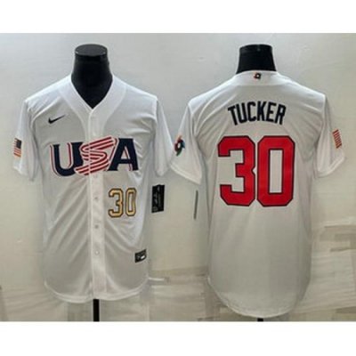 Men's USA Baseball #30 Kyle Tucker Number 2023 White World Baseball Classic Stitched Jersey