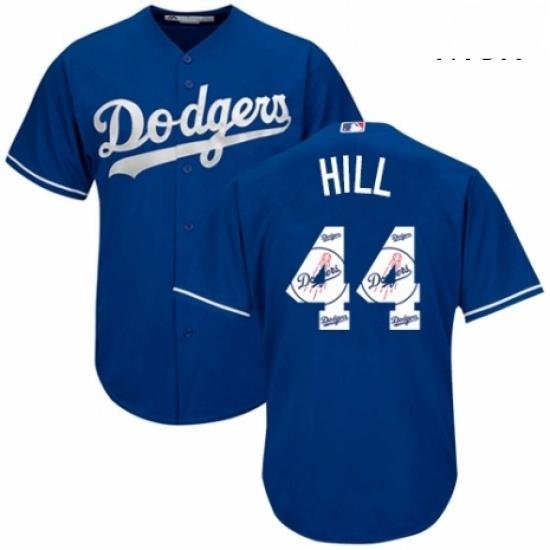 Mens Majestic Los Angeles Dodgers 44 Rich Hill Authentic Royal Blue Team Logo Fashion Cool Base MLB Jersey