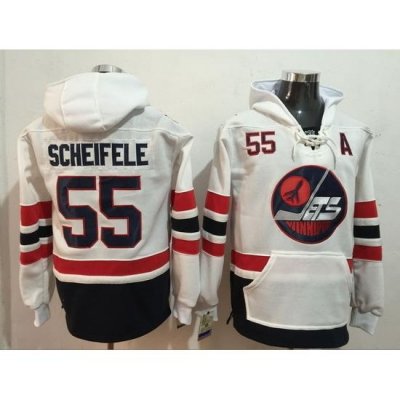 Men Winnipeg Jets 55 Mark Scheifele White Stitched Hoodie