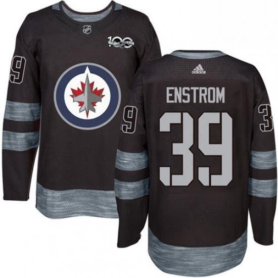 Mens Adidas Winnipeg Jets 39 Tobias Enstrom Authentic Black 1917 2017 100th Anniversary NHL Jersey