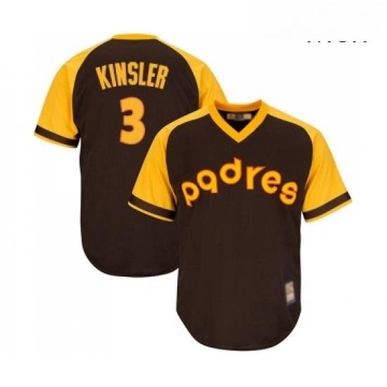 Mens San Diego Padres 3 Ian Kinsler Replica Brown Alternate Cooperstown Cool Base Baseball Jersey